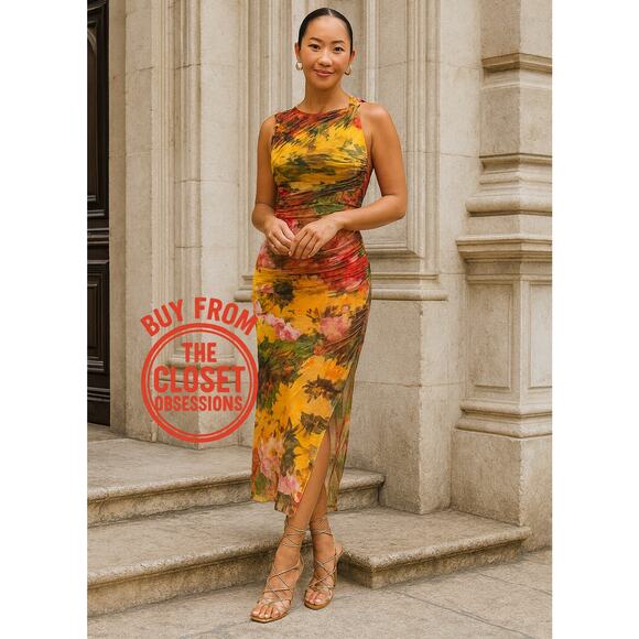 ZARA Draped Multicolor Midi Dress Blogger Fave NWT Size M - Picture 3 of 16